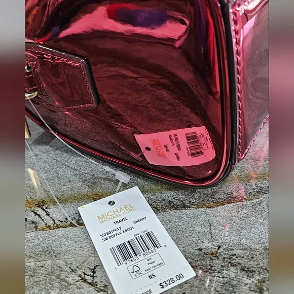 Michael Kors Mini Mirror Finish Red Satchel/ Crossbody NWT - Picture 9 of 13